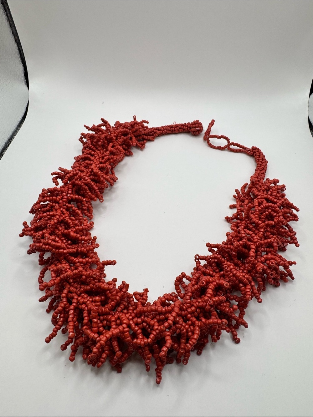 St. Thomas Red Beaded Statement Necklace 18” + 2” – New With Tag